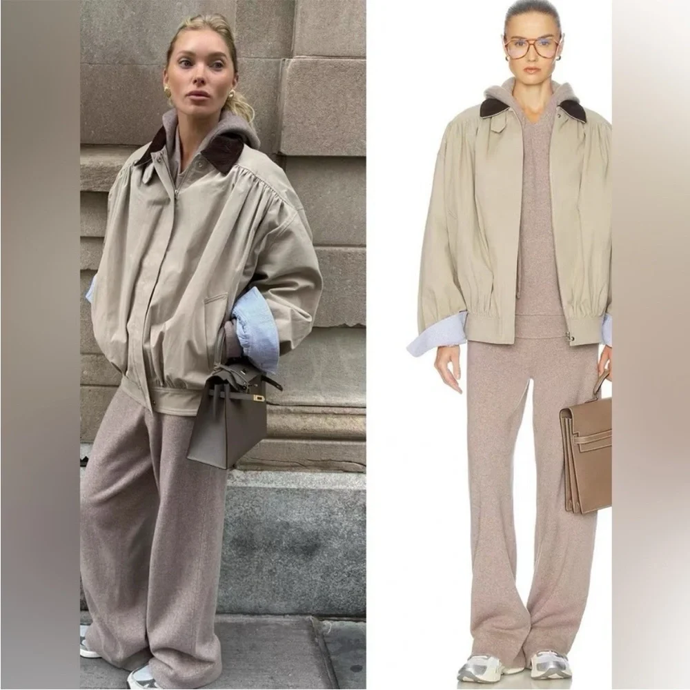 Helsa NWOT The Shirred Bomber Jacket With Corduroy Collar - Picture 12 of 15